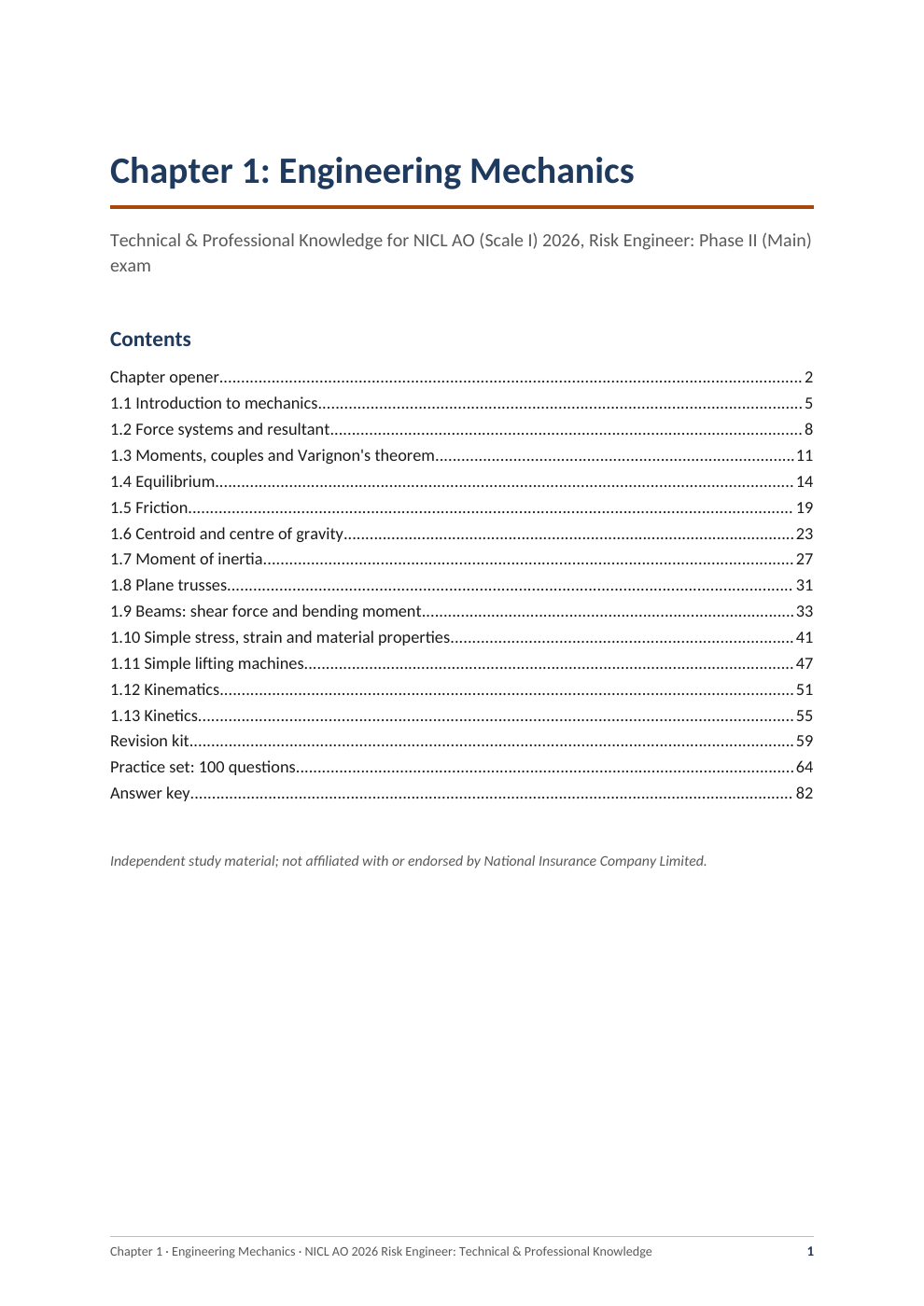 Engineering Mechanics, original PDF page 1. Download the sample PDF for selectable text.
