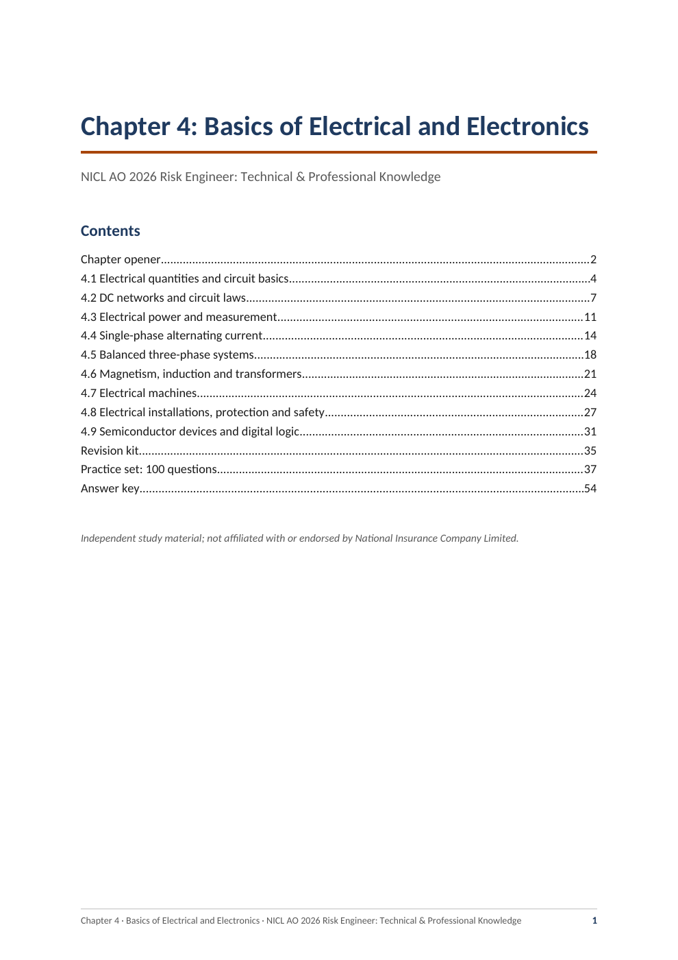 Electrical & Electronics, original PDF page 1. Download the sample PDF for selectable text.