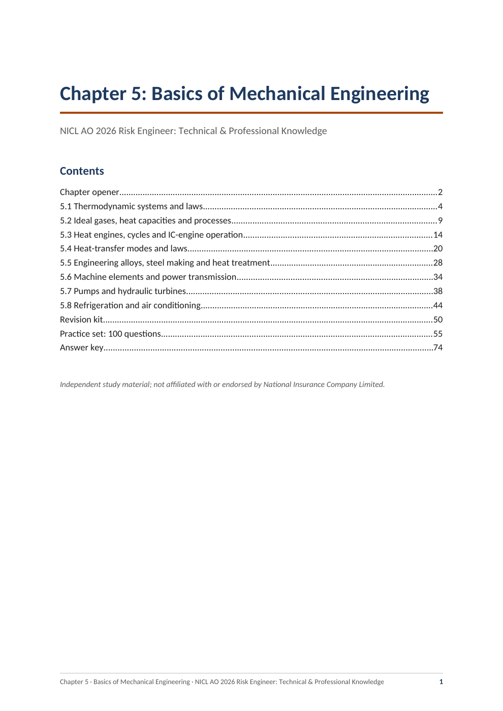 Mechanical Engineering, original PDF page 1. Download the sample PDF for selectable text.